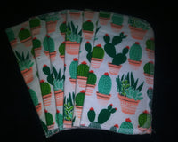 Cactus Print double layer 8x8 - wipes, family cloth, napkin, unpaper towels, toilet paper