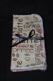 Maroon/Brown Coffee Print double layer 8x8 - wipes, family cloth, napkin, unpaper towels, toilet paper