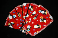 Penguin on Red Print single layer 10x10 - wipes, family cloth, napkin, unpaper towels, toilet paper
