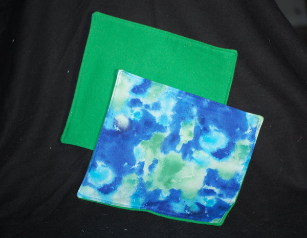 Blue/Green Tie-Dye Print Reusable cloth napkins, set of 4