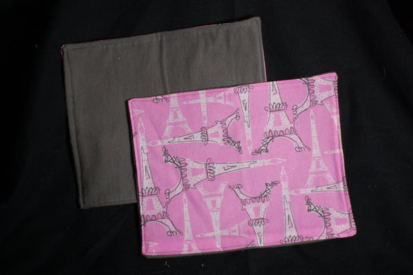 Eifle Tower Pink/Gray Print Reusable cloth napkins, set of 4