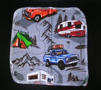 Camper  print double layer 8x8 - wipes, family cloth, napkin, unpaper towels, toilet paper