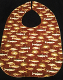 Fish/ lures print Adult men/Teen Reversible Bib for Elderly, Special Needs,  Eating in Car/by TV