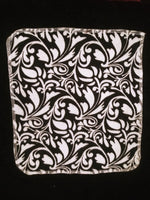 Elegant Black & White Scroll Print single layer 11 x 12 - wipes, family cloth, napkin, unpaper towels, toilet paper