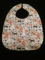 Cherry and Cat print Adult ladies/Teen Reversible Bib for Elderly, Special Needs, Crafting, putting on make up, Eating in Car/by TV