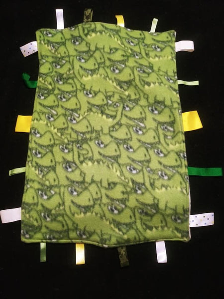 Green Dinosaur Lovey blanket with tags