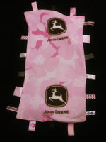 Pink/Brown John Deere Lovey blanket with tags