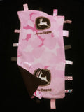 Pink/Brown John Deere Lovey blanket with tags