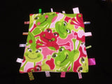 Pink & Green Froggy Lovey blanket with tags