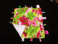 Pink & Green Froggy Lovey blanket with tags