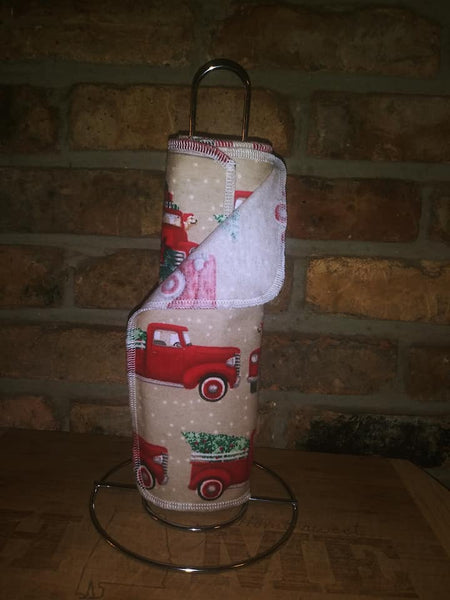 Red Truck Print single layer 10x10 - wipes, family cloth, napkin, unpaper towels, toilet paper