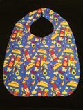Taco and Racecar Adult Men/Teen Reversible Bib for Elderly, Special Needs, , Eating in Car/by TV
