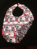Music Notes and Video Game print Adult men/Teen Reversible Bib for Elderly, Special Needs,  Eating in Car/by TV