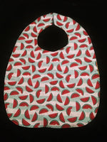 Watermelon and Ladybug print Adult ladies/Teen Reversible Bib for Elderly, Special Needs, Crafting, putting on make up, Eating in Car/by TV